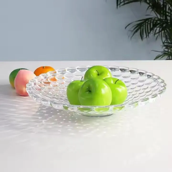 European Style Plate Living Room Household Tea Table Dried Fruit Candy Plate Modern Creative Beaded Crystal Plate PC