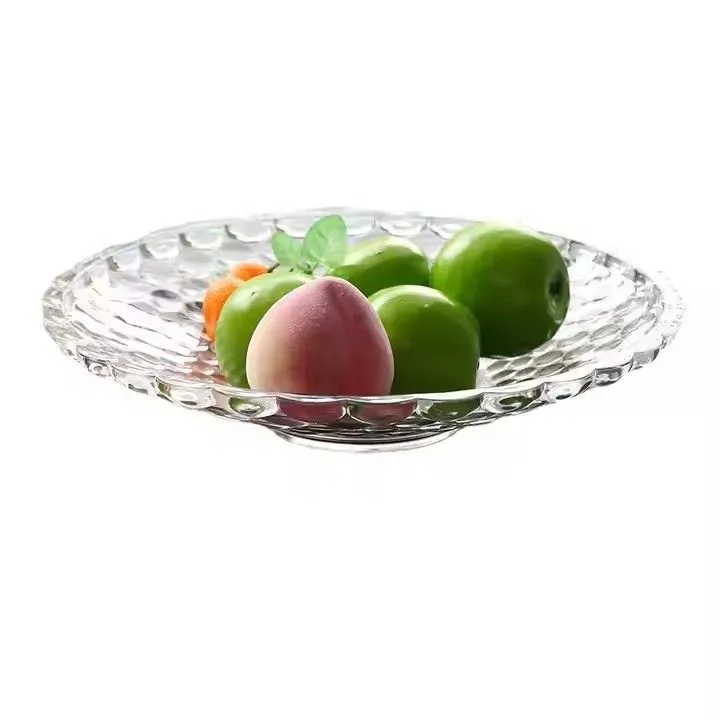 European Style Plate Living Room Household Tea Table Dried Fruit Candy Plate Modern Creative Beaded Crystal Plate PC