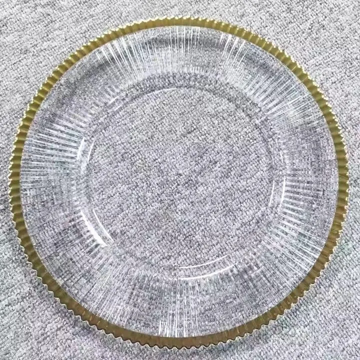 Wholesale Bulk clear Plastic Charger Plate With Gold Rim