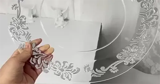 silver rim plastic plate