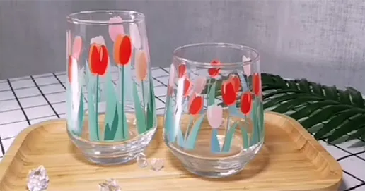 tulip flower glass cup