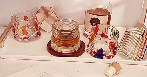 colored glass whisky cup