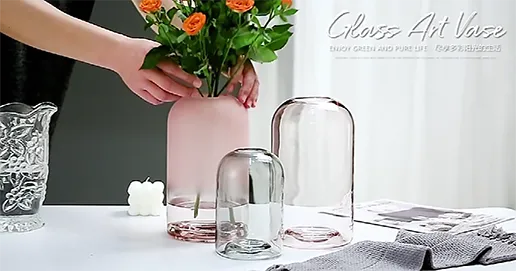 pink frosted glass vase