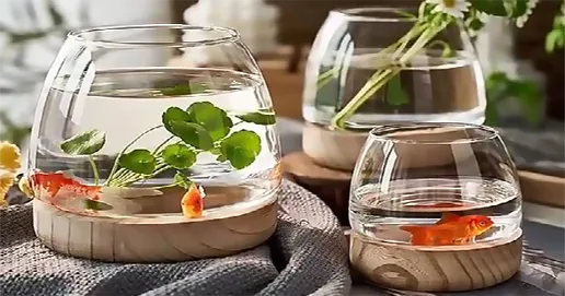 round mouth glass fish tank vase