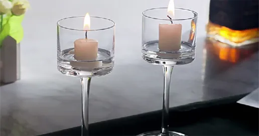 cylinder top clear long stem glass candle holders