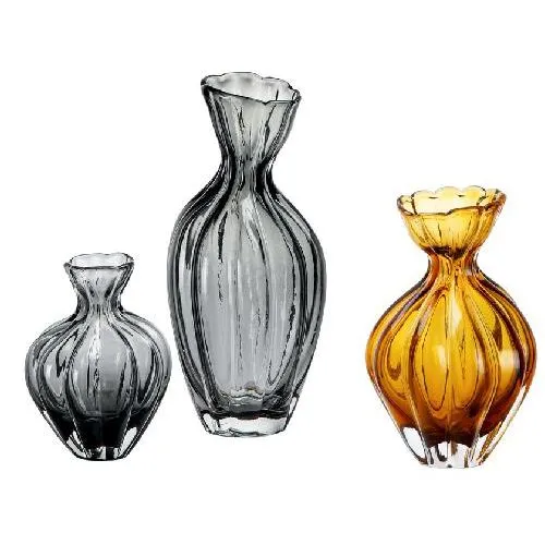 Cigarette Amber French Artistic Nordic Modern Small Waist Classic Handblown Glass Vase