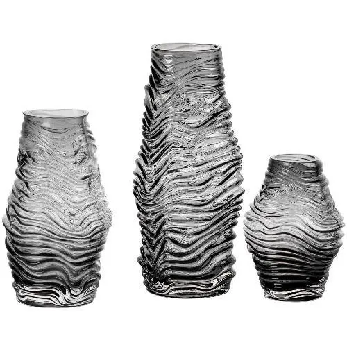 Custom Floral Irregular Mini Art Tabletop Glass Vases for Home Decor with Clear Texture & Cigarette Amber Design