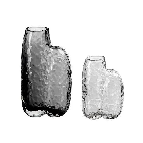 Grey Thick Crystal Tall Frosted Glass Vase Home Decoration Creative Design Cigarette Ash Texture
