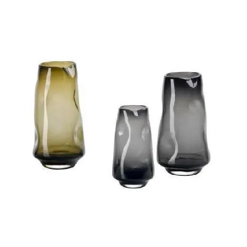 Colored Crystal Glass Vase Ornaments Folds Concave Convex Craft Premium Grey Hydroponic Tabletop Flower Vase