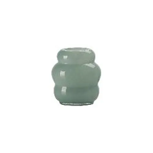 Modern Minimalist Fat Circle Shaped Hand Blown Glass Vase Amber Light Peach Smoke Gray Home Decoration