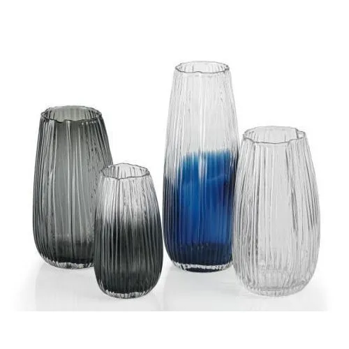 Nordic Modern Minimalist Mouthblown Clear Crystal Glass Vases Smoke Gray for Wedding Center Piece Home Decor