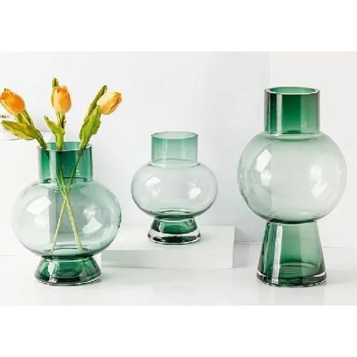 Nordic Simple Round Belly Glass Vase Modern Home Living Room Decor Flower Arrangement Ornament