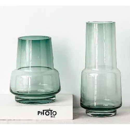 Hand-Blown Nordic Crystal Glass Vase Living Room Table Office Flower Arrangement Decor Coffee Green Smoky Gray Light Color