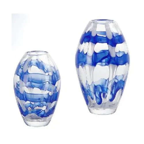 Nordic Handblown Glass Vase Blue Clear Classical Shape Office Home Decoration