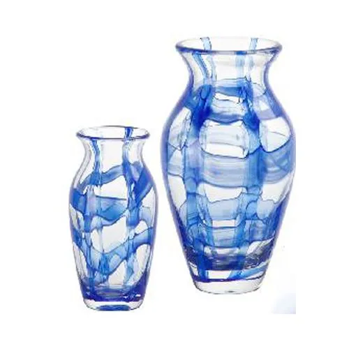 Nordic Handblown Blue Clear Glass Vase Powder Home Office Decor