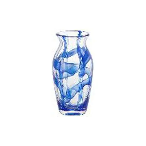Nordic Handblown Blue Clear Glass Vase Powder Home Office Decor