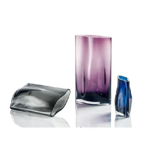Creative Hand Blown Grey Glass Flower Vase Color Pigment Design Table Centerpiece Home Decor