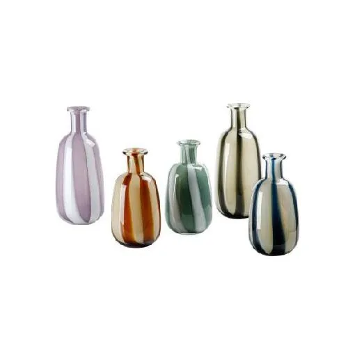 Morandi Vertical Stripe Hand Blown Glass Vase New Design Craft Bottle Vase for Home Interior Decor