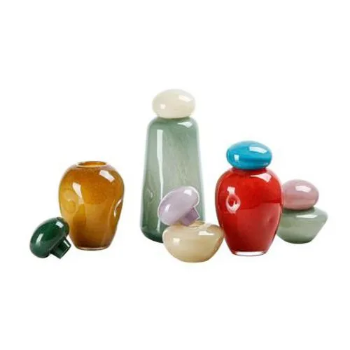 Candy Colored Glass Vase With Lid Simple Creative Home Soft Decor Hydroponic Flower Arrangement Wine Cabinet Accessory