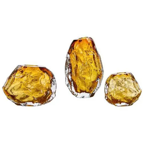 Professional Hand Blown Amber Glass Vase Irregular Textured Crystal Vase for Home Hotel Wedding Decor