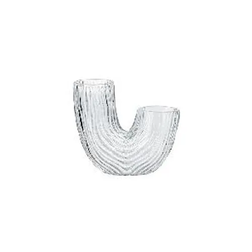 U Shaped Ribbed Glass Vase Modern Hand Blown Textured Vase for Home Decor