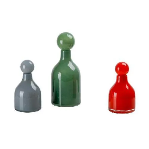 Modern Art Luxury Colored Glass Bottle Vase With Ball Stopper Floral Vase for Living Room Home Decor