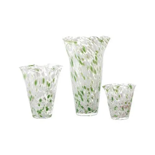 Modern Mouth Blown Green Polka Dot Wave Glass Vase Thickened Colored Crystal Vase For Hotel Party Decor
