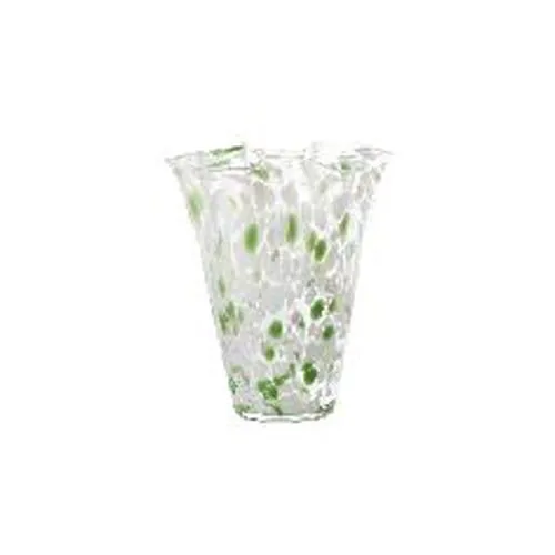 Modern Mouth Blown Green Polka Dot Wave Glass Vase Thickened Colored Crystal Vase For Hotel Party Decor