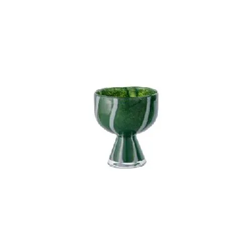 Mouth Blown Dark Green Pedestal Glass Vase Light Luxury High Grade Tabletop Flower Vase