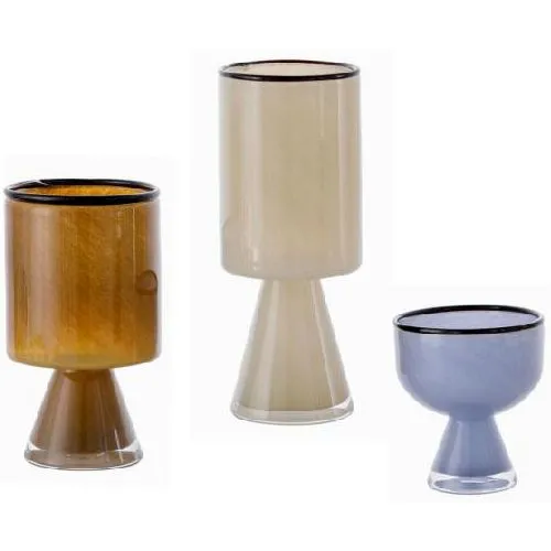 Modern Handblown Colorful Lantern Cup Glass Vase Table Centerpiece Flower Vase for Home Bar Mitzvah Decor