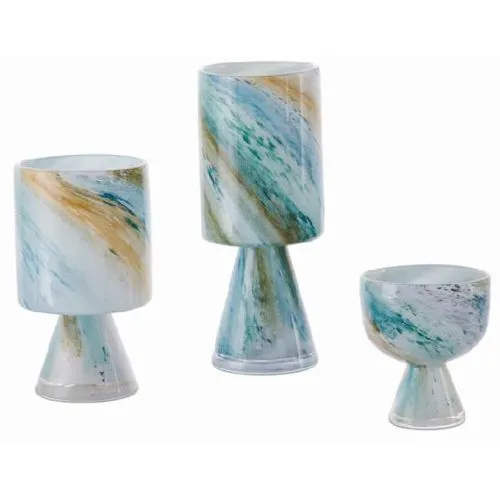 Advanced Sense Handblown European Marbled Pedestal Glass Vase Simple Luxury Tabletop Hydroponic Flower Arrangement Vase