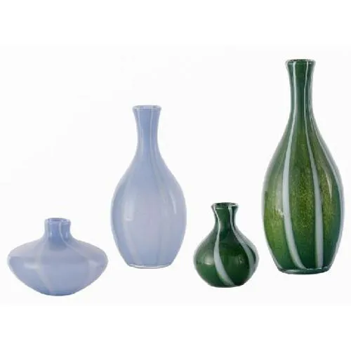 Custom Luxury Hand Blown Vertical Striped Colored Glass Vase Mini Tabletop Flower Vases for Wedding Centerpieces