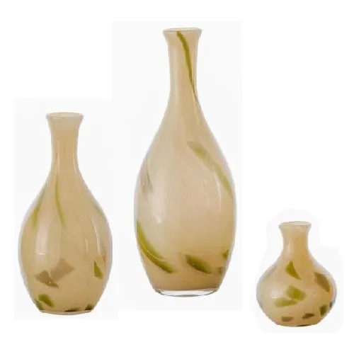 Hand Crafted Beige Swirl Bud Glass Vase Modern Vintage Chinese Style Hydroponic Vase for Living Room Bar Mitzvah Decor