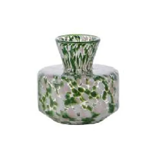 Handmade Green Pink Confetti Speckled Glass Vase Modern Nordic Wide Body Hand Blown Hydroponic Vase For Tabletop Decor Wholesale