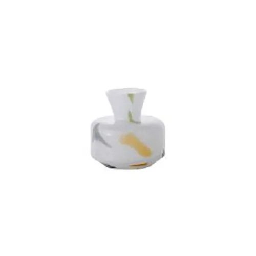 Hand Blown White Base Abstract Color Splatter Glass Vase Modern Luxury Wide Body Hydroponic Vase For  Household Decor Wholesale