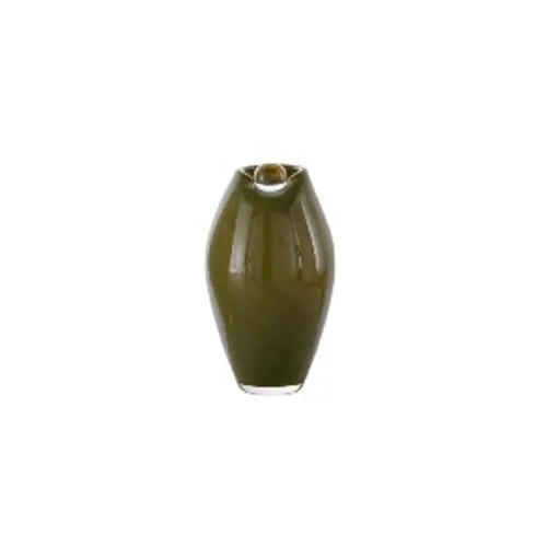 Artisan Hand Blown Candy Colored Solid Tone Oval Glass Vase Retro Unique Spherical Lip Design Hydroponic Vase For Household Decor