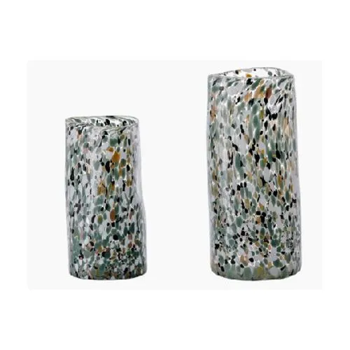 Hand Blown Multicolor Confetti Speckled Irregular Cylindrical Glass Vase Eco Friendly Modern Straight Body Hydroponic Vase