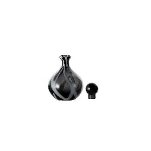 Hand Blown Black Swirl Glass Bottle Vase With Ball Stopper Luxury Tabletop Home Decorative Vase
