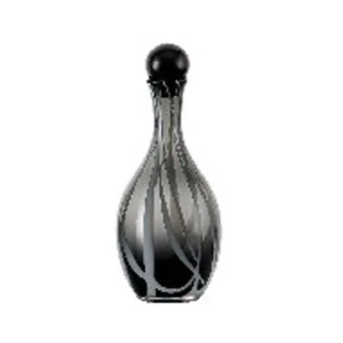 Hand Blown Black Swirl Glass Bottle Vase With Ball Stopper Luxury Tabletop Home Decorative Vase