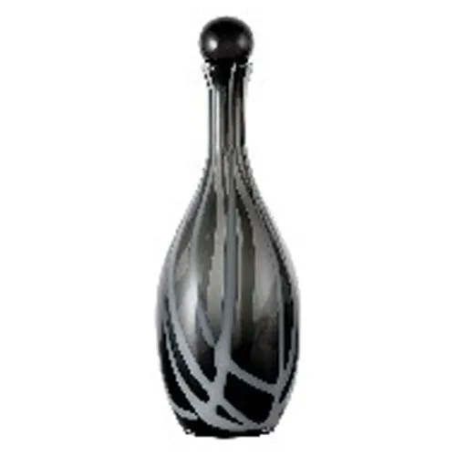 Hand Blown Black Swirl Glass Bottle Vase With Ball Stopper Luxury Tabletop Home Decorative Vase