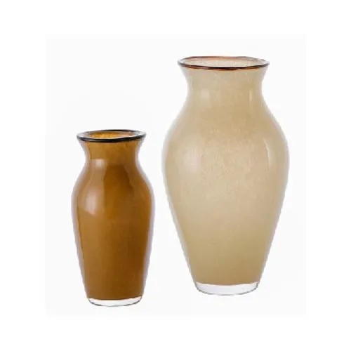 Modern Nordic Luxury Beige Brown Frosted Glass Vase Hydroponic Tabletop Vase for Home Wedding Dried Flower Decoration
