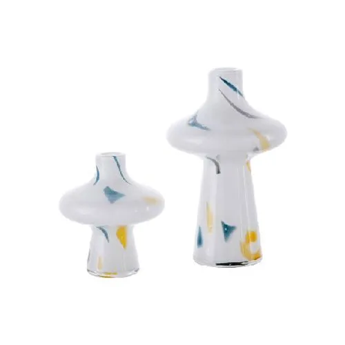 Chinese Style Retro Fashion Mushroom Shaped Glass Vase Modern Light Printed Hydroponic Vase for Home Decoration