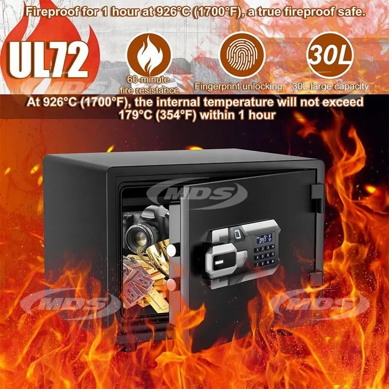 High Quality Fireproof Safe Box 1-Hour Fire Resistance Fingerprint Security Safe Electronic Digital Safe Box for Money Jewelry
