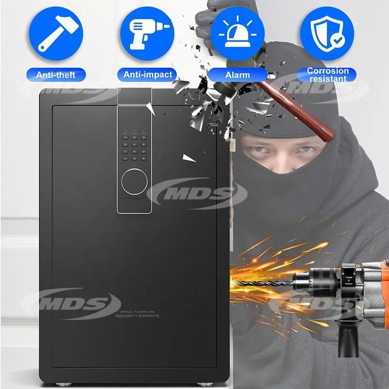 Anti Theft Fireproof Safe Box Cold-Rolled Steel Electronic Password Key Lock Assembled 2 Compartments Portable Storage for Money