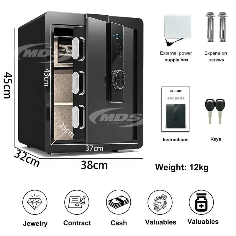 Office Furniture Security Experts Drop Safe Heavy Duty 52L Steel Fingerprint & Electronic Password Key Safe Box