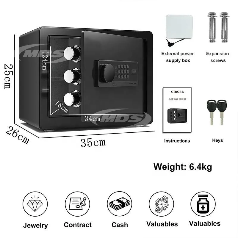 Key Safe Lock High Quality Steel Safe with Electronic Password Key 26L Safe Box for Home Commercial Offices Vaults
