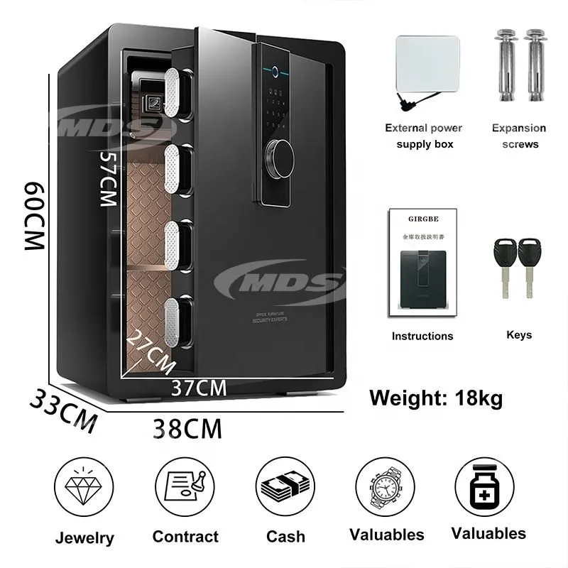 Business Black White Secure Steel Anti-Theft Storage Cabinet Safe Box Home Office Hotel Intelligent Fingerprint Safe Box