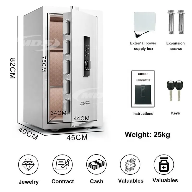 High Quality Fireproof Cold-Rolled Steel Black White Keypad Security Experts Electronics Password Key Safe Box for Office Home
