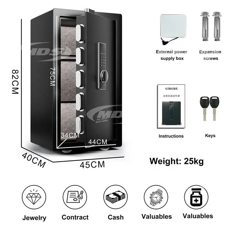 Finger Print Stainless Steel Security Money Safe with Electronic Password Key & Fingerprint 140L Safe Box for Cash Jewelry