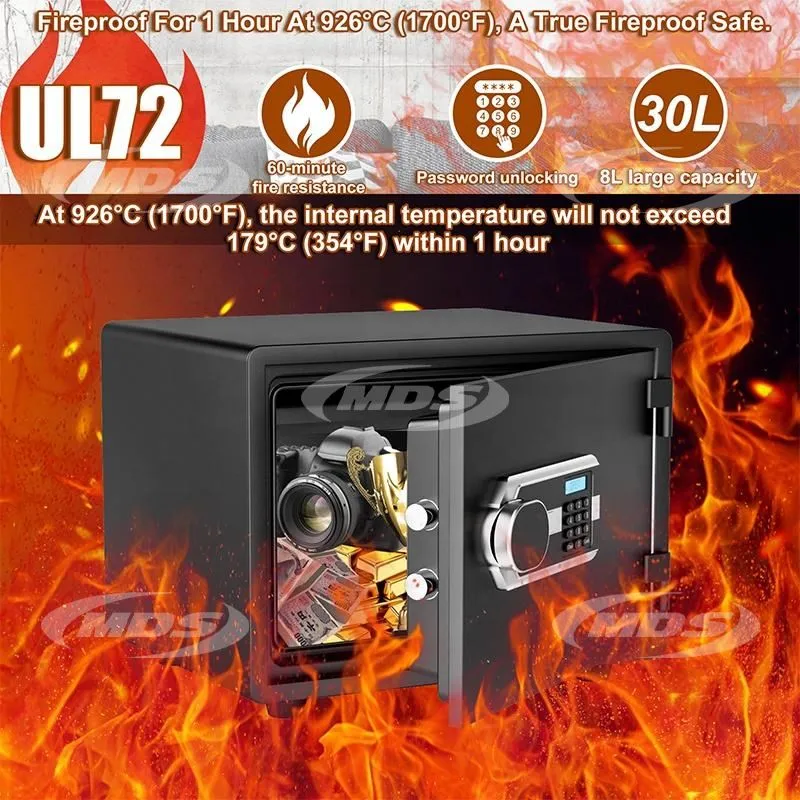 High-End UL72 1-Hour Fire Resistance Password Combination Lock Safe Box 30L Fireproof Drop Safe for Homes Businesses Offices